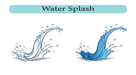 Flowing water splash isolated on white background, Vector illustration.