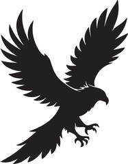 Eagle in Flight Silhouette – powerful and dynamic pose with wings spread.
