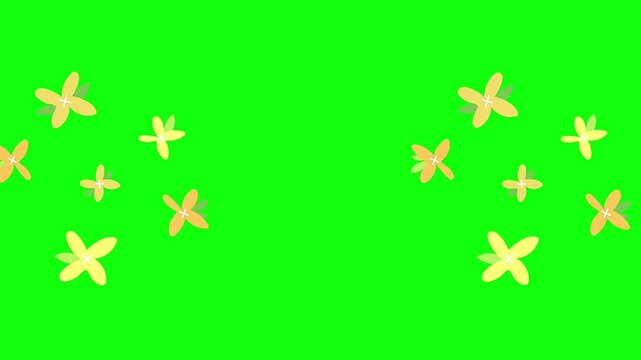 Flowers icons motion green screen background.