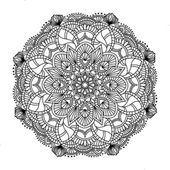 Round pattern coloring book antistress mandala. doodle style illustration. Oriental drawing for coloring.