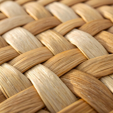 Close-Up of Woven Straw Pattern in Natural Brown Tones