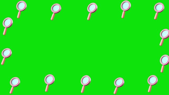Lence 3D icons revolving frame line motion pattern green screen.