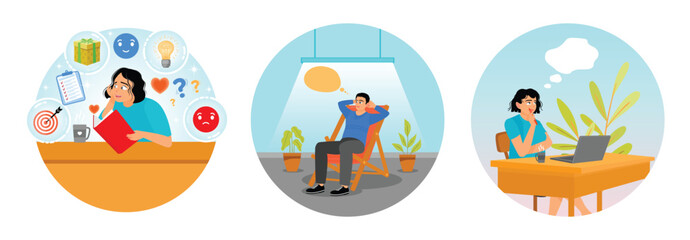 Making Notes Into Her Diary. Relax at Home with Dreamy. Creative Woman Thinking or Creating Ideas.