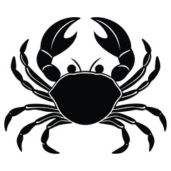 Black Silhouette Of A Sea Crab On White Background