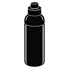 Water Bottle Silhouette Vector in Black on White