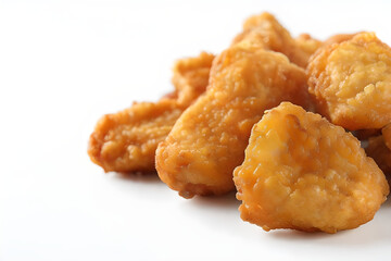 Close up Fried chicken nuggets on white