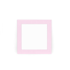A simple pink photo frame with a blank center, ready for a picture.