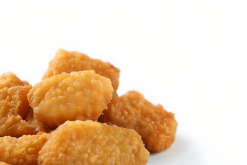 Close up Fried chicken nuggets on white