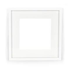 A simple white photo frame with a blank center, ready for a picture or artwork.