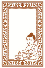 Minimal South Indian Upanayanam invitation templates with traditional borders and ample space for custom text — culturally rich designs for a sacred coming-of-age ceremony.