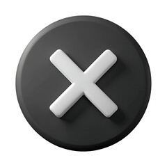Obraz premium Illustration of a dark grey 3d cross button, isolated on transparent background