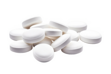 white pills of circle shapes on white background.