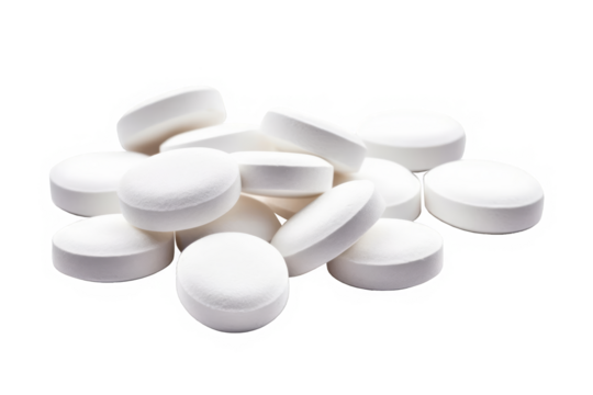 white pills of circle shapes on white background.
