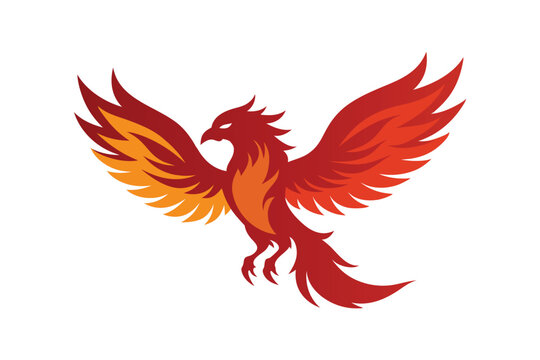 Majestic phoenix vector illustration isolated on white background