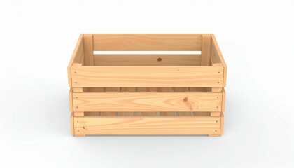 Wooden crate for fruit or vegetables isolated on white background. 3d rendering