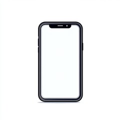 Minimalistic smartphone design with blank screen isolated on white background