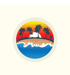 tropical summer beach logo vector 