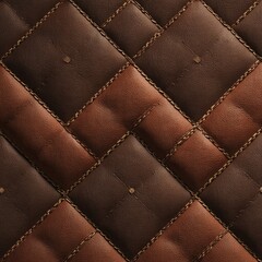Naklejka premium Diamond-stitched leather upholstery in dark brown and light brown shades, showing texture and stitching detail