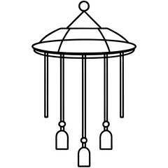 Minimal Wind Chime Line Art Illustration