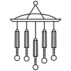 Minimal Wind Chime Line Art Illustration