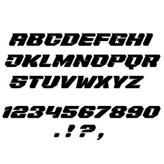 Obraz premium Font alphabet, vector, letters, numbers, punctuation marks,