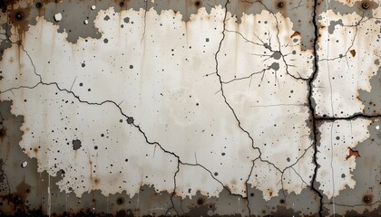 Fototapeta premium an old, rusted metal surface with chipping paint, covered in cracks and spots of discoloration