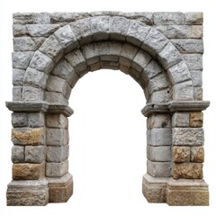 Ancient stone archway with rough hewn blocks and classical design