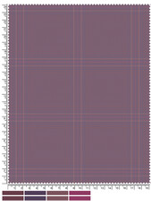 Autumnal Tartan Fabric Swatch with Measurement Markings and Color Palette Displayed Below the Pattern This