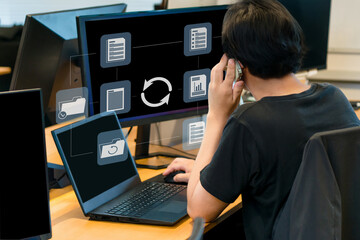 ビジネスシーン、ネットワークイメージ、デジタルワークフロー
