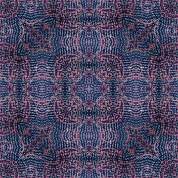 Traditional design with phulkari kalamkari motifs from Pakistan and Indian culture. Geometric ethnic floral pattern for carpet dupatta batik embroidery. Panjabi Digital print as boho Aztec texture art