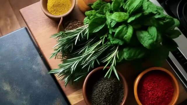 Aromatic Spices and Herbs Culinary Still Life