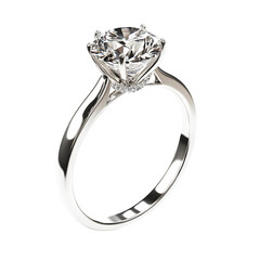 realistic product diamond engagement ring perfect side profile view isolated on pure white background subtle soft shadow clean studio lighting, ultra-high detail, PNG stock render :