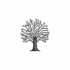 Abstract Technology Tree Circuit Board Design Symbolizing Digital Growth and Connectivity