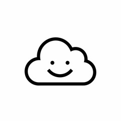 Obraz premium Simple Line Art Happy Cloud Icon with Smiling Face Vector Illustration