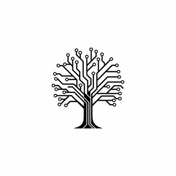 Abstract Technology Tree Circuit Board Design Symbolizing Digital Growth and Connectivity