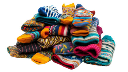 Fun Patterned Sock Packs on the Transparent Background