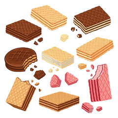 Set of Delicious Wafers Vector illustration isolated