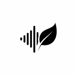 Fototapeta premium Abstract Eco Soundwave with Leaf Symbol Representing Nature and Technology Harmony