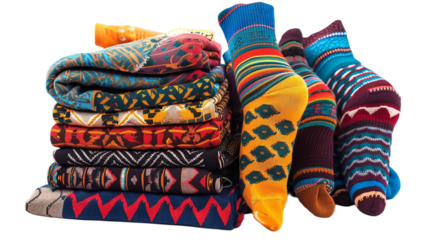 Trendy Fun Sock Collection on the Transparent Background