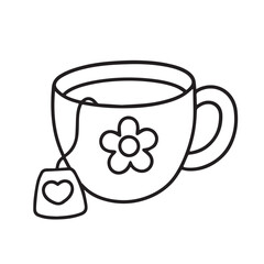 Teacup with Tea Bag and Flower Decoration
