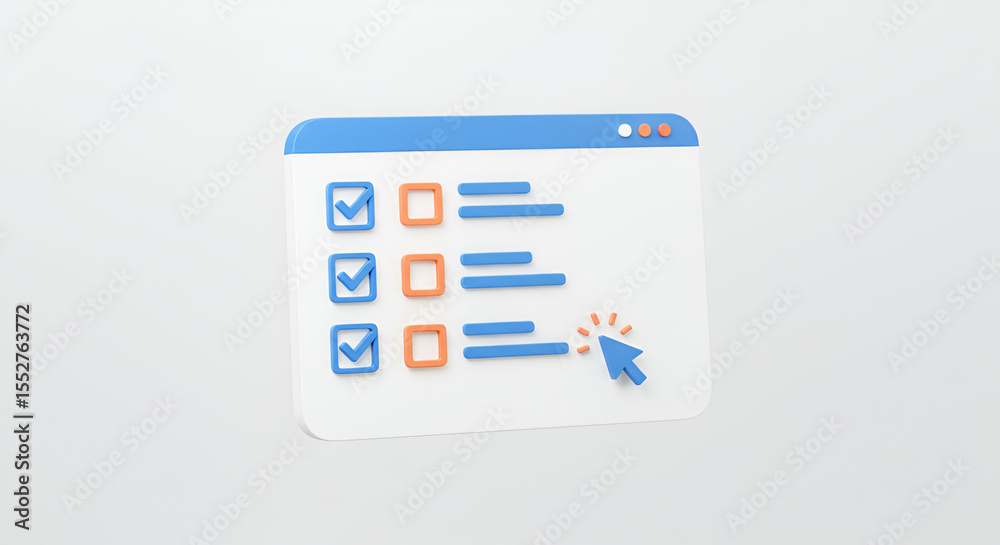 Aufkleber digital checklist interface with marked entries and interactive cursor element
