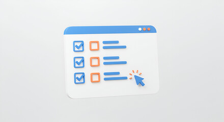 Digital checklist interface with marked entries and interactive cursor element
