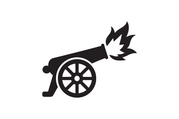 Fototapeta premium cannon fire icon silhouette vector art illustration on white background