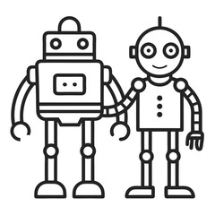 Robot Handshake outline icon on white background