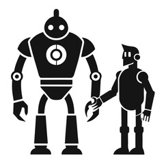 Robot Handshake silhouette icon on white background