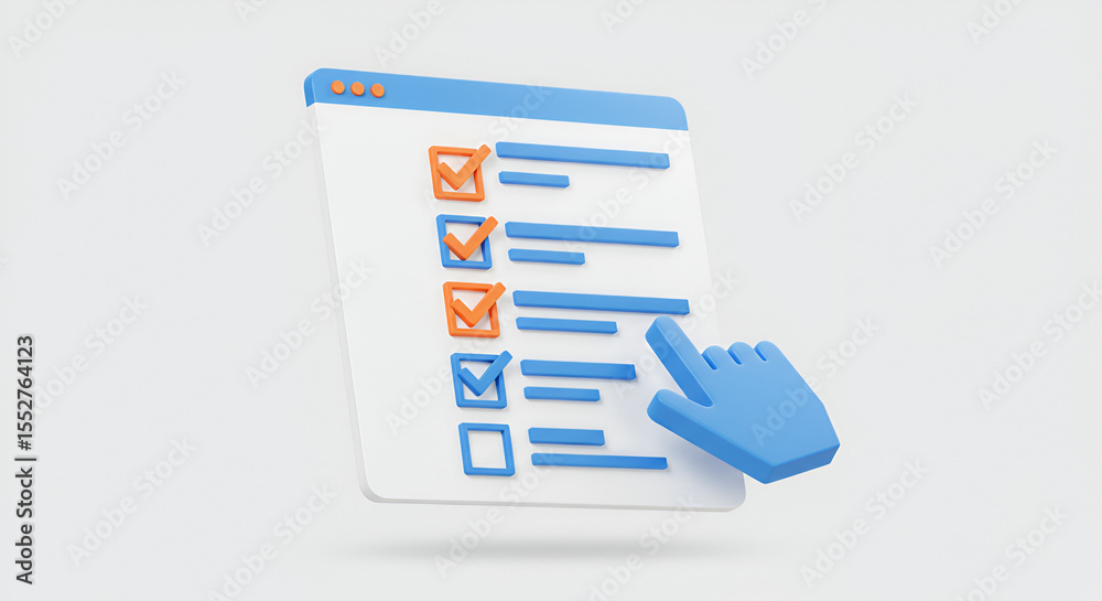 Aufkleber digital checklist interface on a screen with a cursor completing a task