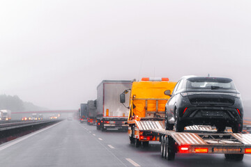 Breakdown recovery truck with car loaded