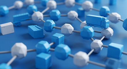 Modern supply chain network concept illustrated through interconnected digital elements