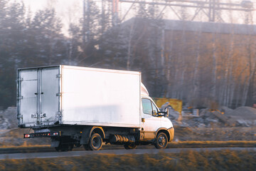 Modern freight van transporting goods fast