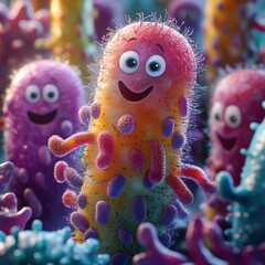 Playful Animated Bacteria in Vibrant Colors